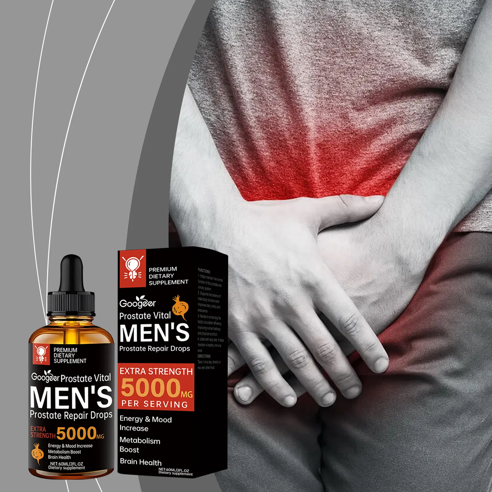 Men's Prostate Support Capsules with Vitamin B6 & B12 8 googeer mens prostate repair drops GO I02 0247 01 5654