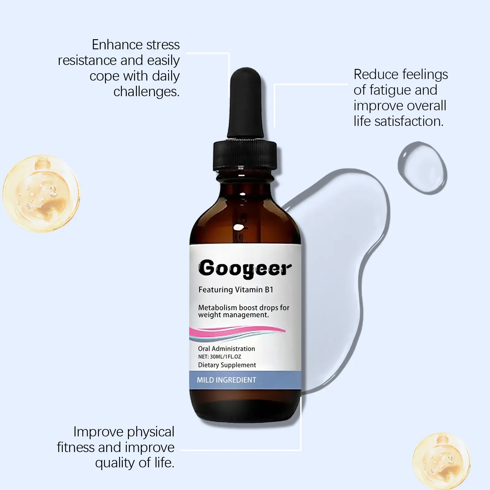 Metabolic Drops for Wellness Support with Vitamin B1 - Googeer 11 googeer metabolism boost drops body GOB07 A046 30 WH1 2771