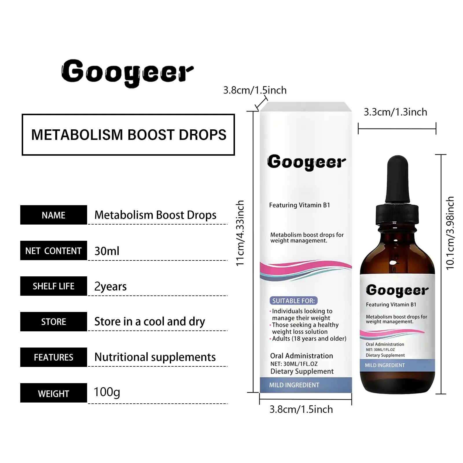 Metabolic Drops for Wellness Support with Vitamin B1 - Googeer 7 googeer metabolism boost drops body GOB07 A046 30 WH1 2775