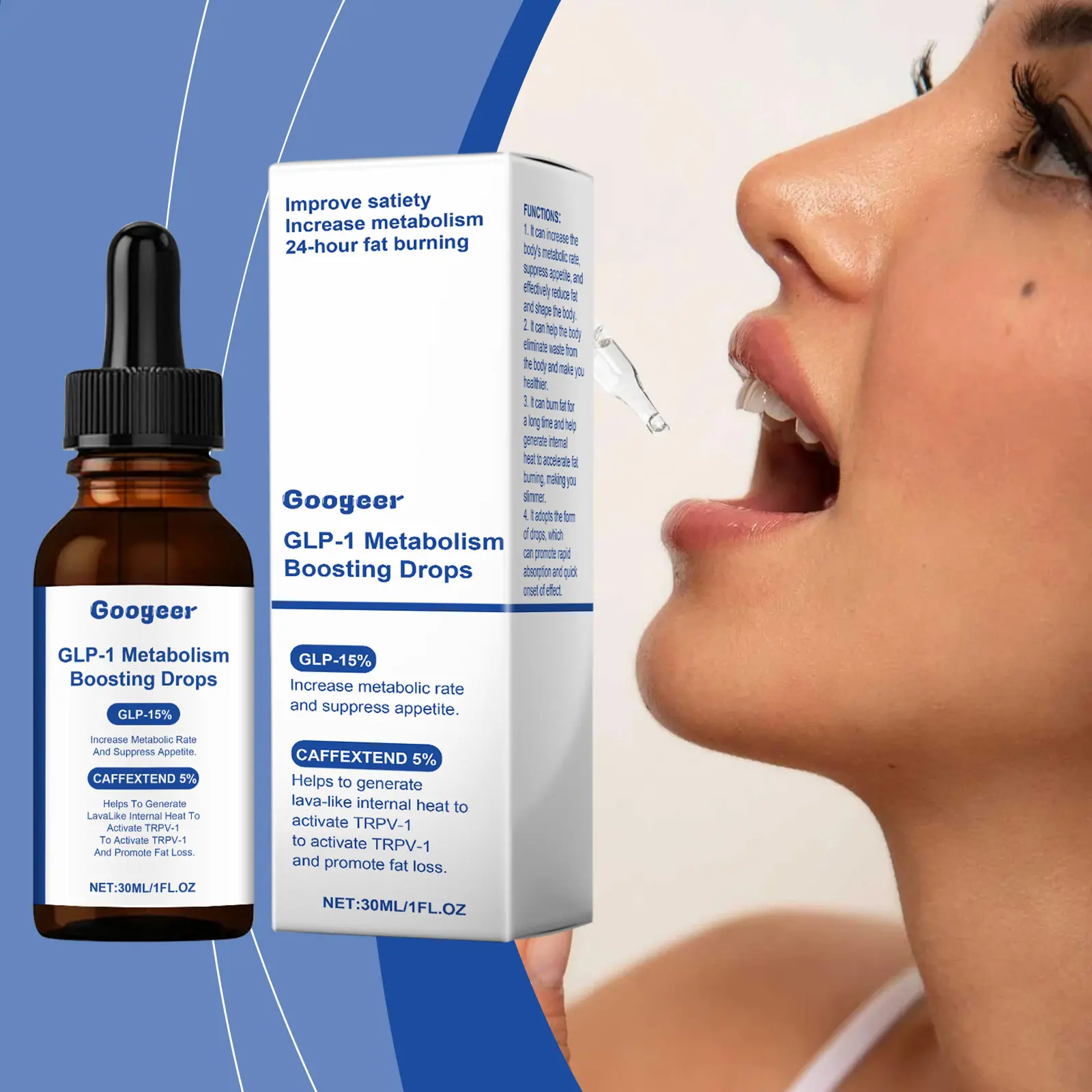 Dietary Supplement Drops with Gluconolactone & Herbal Extracts 8 googeer metabolism boosting drops body GO B07 0078 01 4880