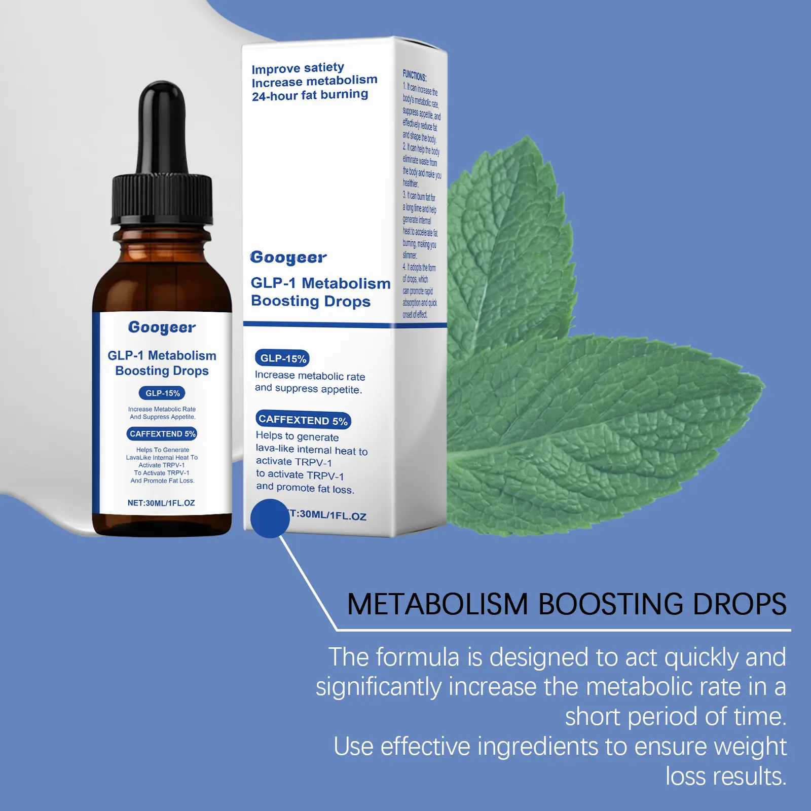Dietary Supplement Drops with Gluconolactone & Herbal Extracts 13 googeer metabolism boosting drops body GO B07 0078 01 4887