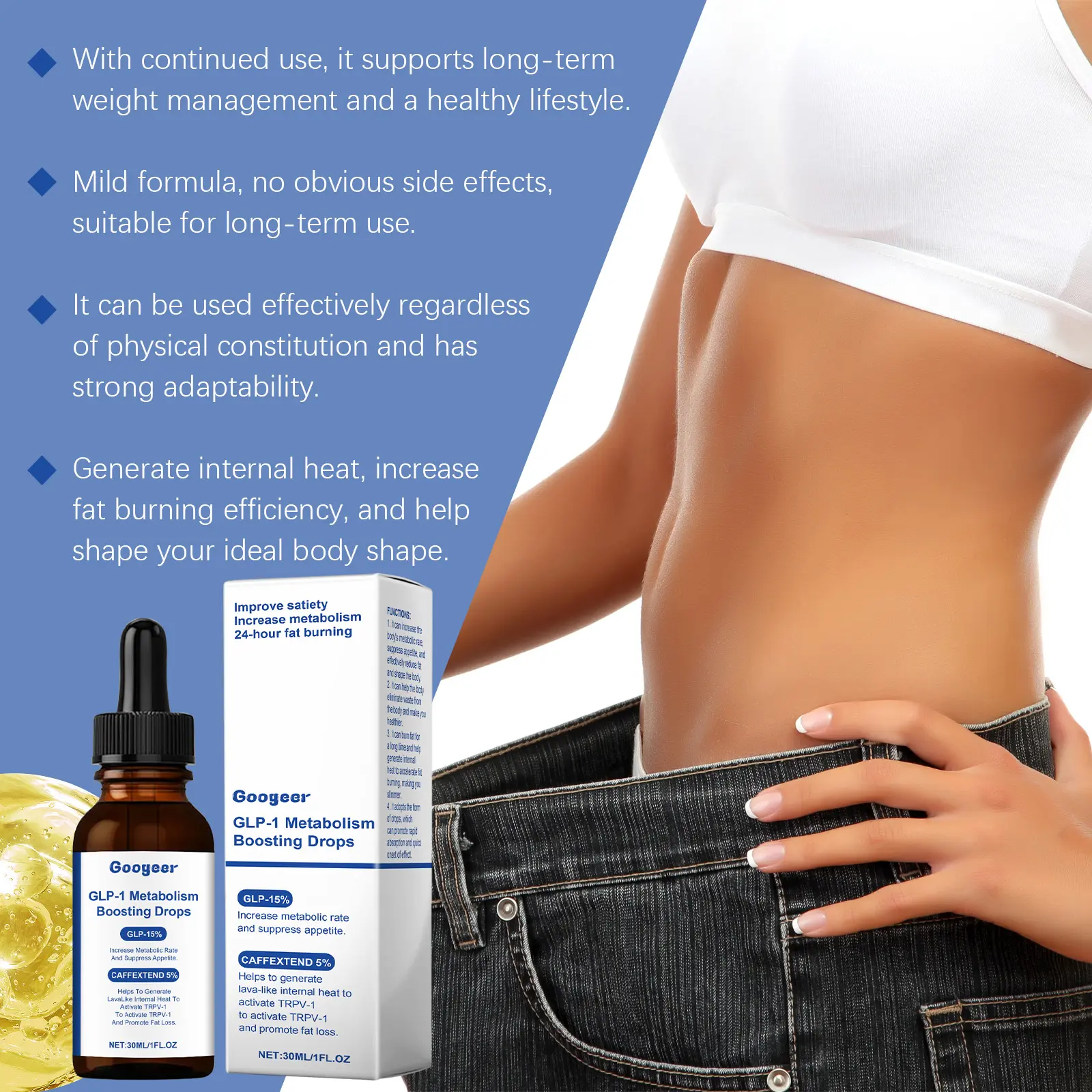Dietary Supplement Drops with Gluconolactone & Herbal Extracts 14 googeer metabolism boosting drops body GO B07 0078 01 4888