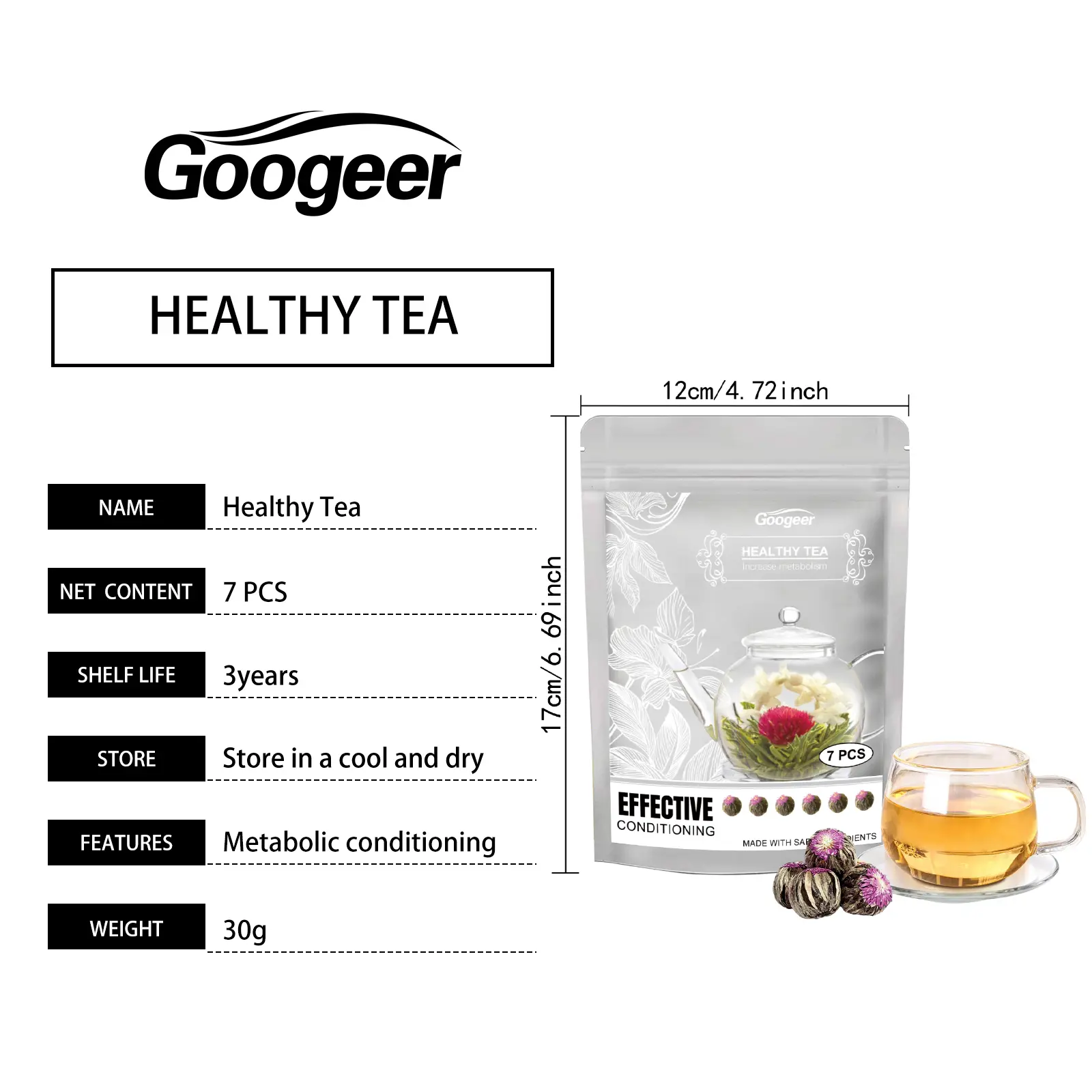 Herbal Tea with Green Tea and Thousand Sun Red - Refreshing Daily Blend 7 googeer metabolism conditioning tea GO I01 0025 01 4998