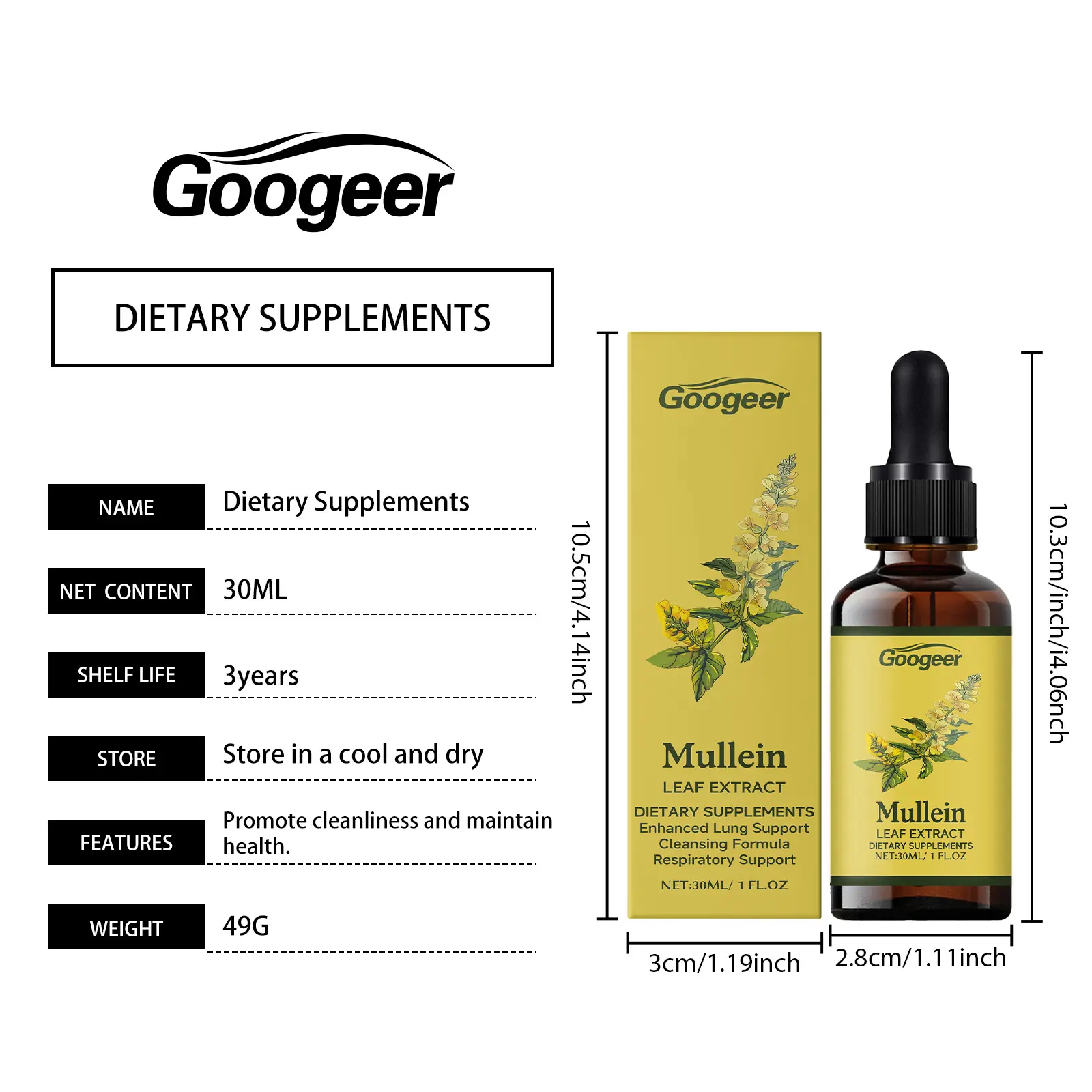 Mullein Leaf Drops for Lung Support and Respiratory Wellness by Googeer 7 googeer mullein leaf lung clearing drops GO I02 0200 01 567