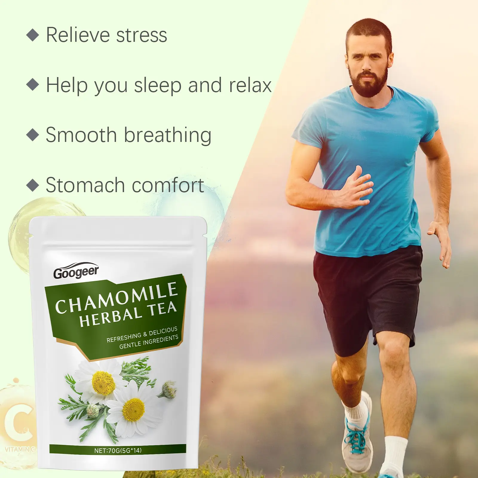 Chamomile Tea Bags with Orange Peel & Bergamot Soothing Blend Googeer 13 googeer natural chamomile tea bag GO I01 0023 01 530