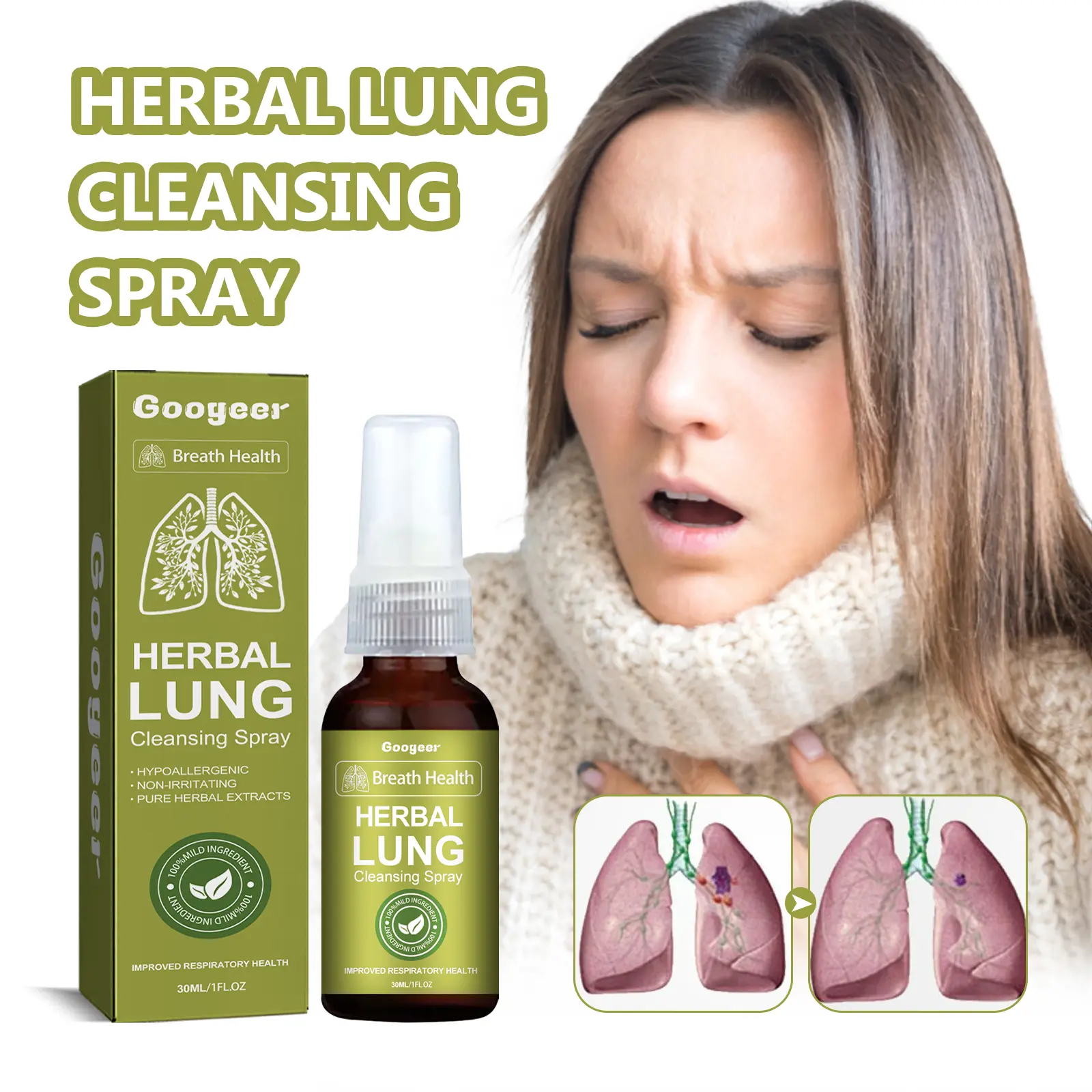 Herbal Respiratory Support Spray for Throat Relief by Googeer 8 googeer natural herbal spray cough throat breathing GOH02 A051 30 GN1 1592