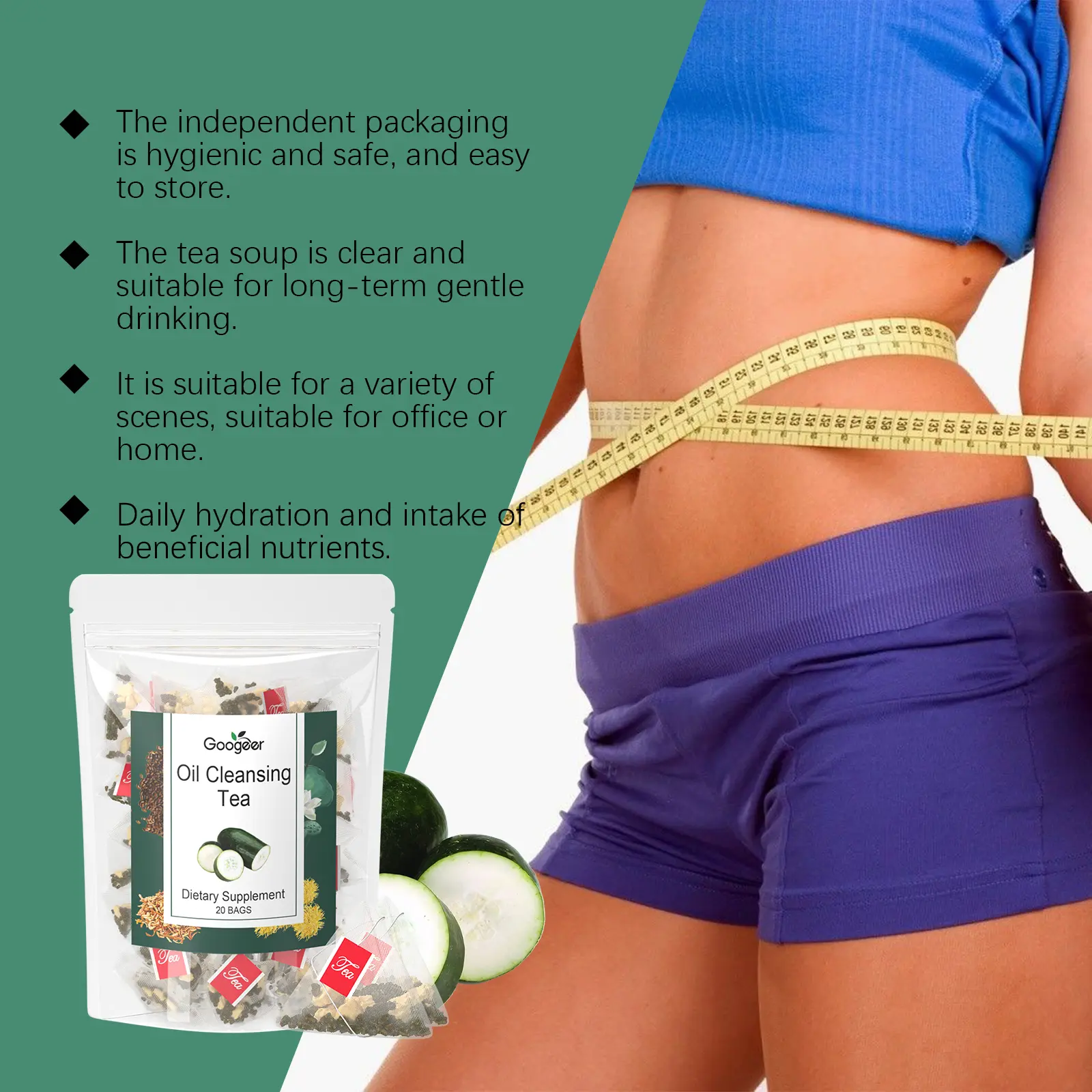 Herbal Tea Blend with Winter Melon, Lotus Leaves, and Cassia Seeds 12 googeer oil cleansing tea body GO I01 0027 01 4789