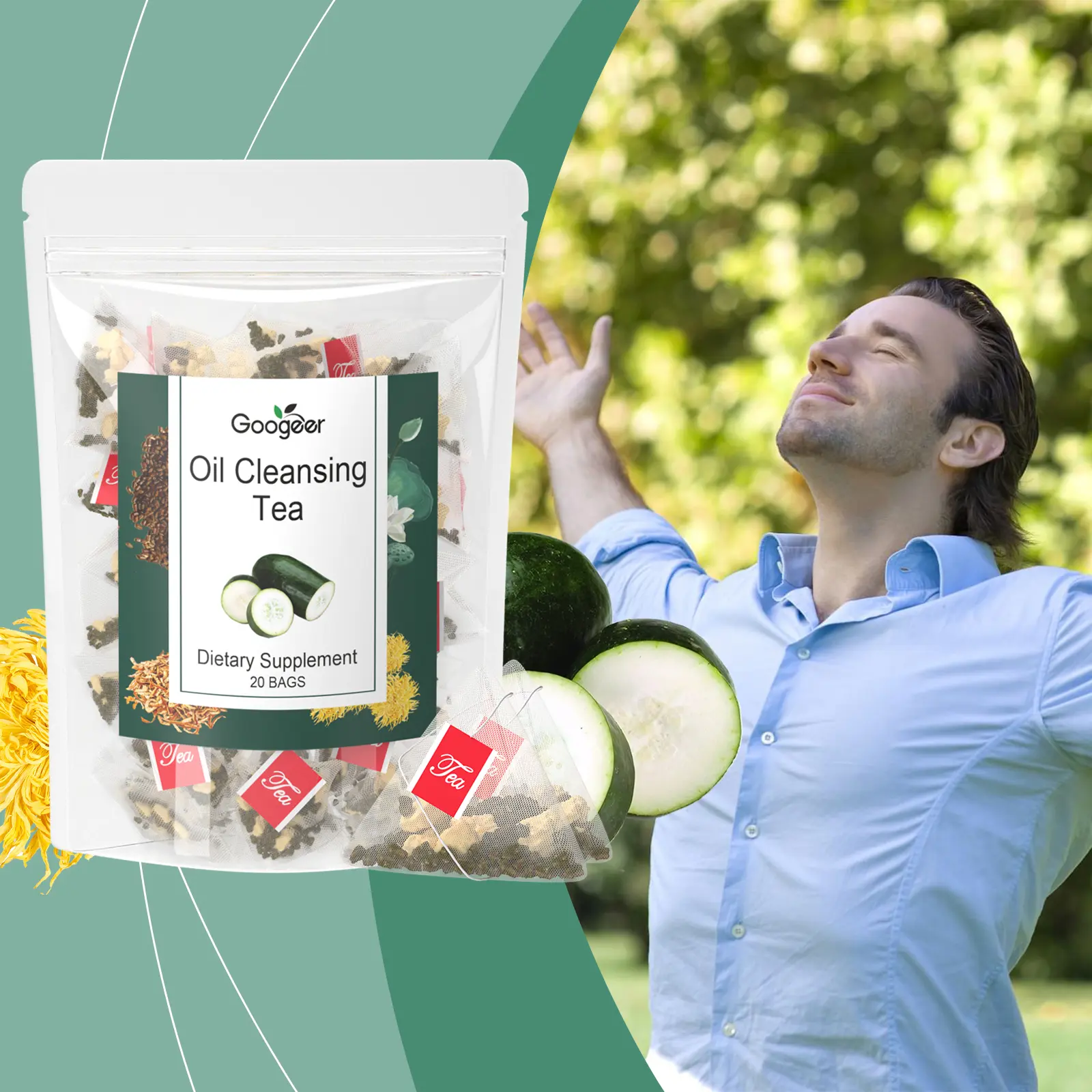 Herbal Tea Blend with Winter Melon, Lotus Leaves, and Cassia Seeds 8 googeer oil cleansing tea body GO I01 0027 01 4802