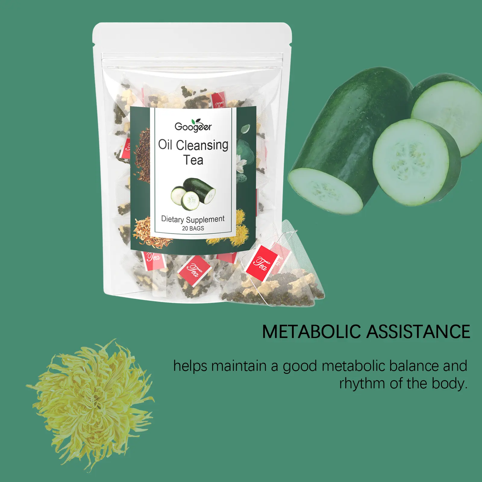 Herbal Tea Blend with Winter Melon, Lotus Leaves, and Cassia Seeds 14 googeer oil cleansing tea body GO I01 0027 01 4804
