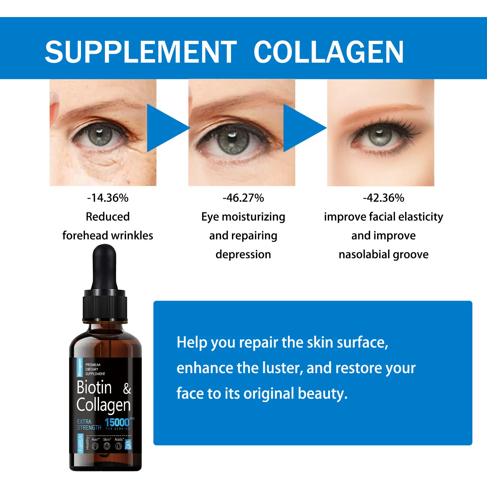 Biotin and Collagen Supplement for Hair, Skin, and Nails by Googeer 12 googeer premium dietary supplement skin hair GOI02 A017 30 BK1 1863