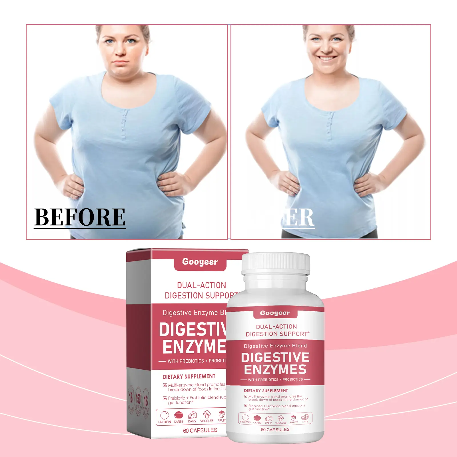 Probiotic Capsules for Digestive Support & Intestinal Balance - Googeer 8 googeer probiotic capsules dietary GO I02 0166 01 633
