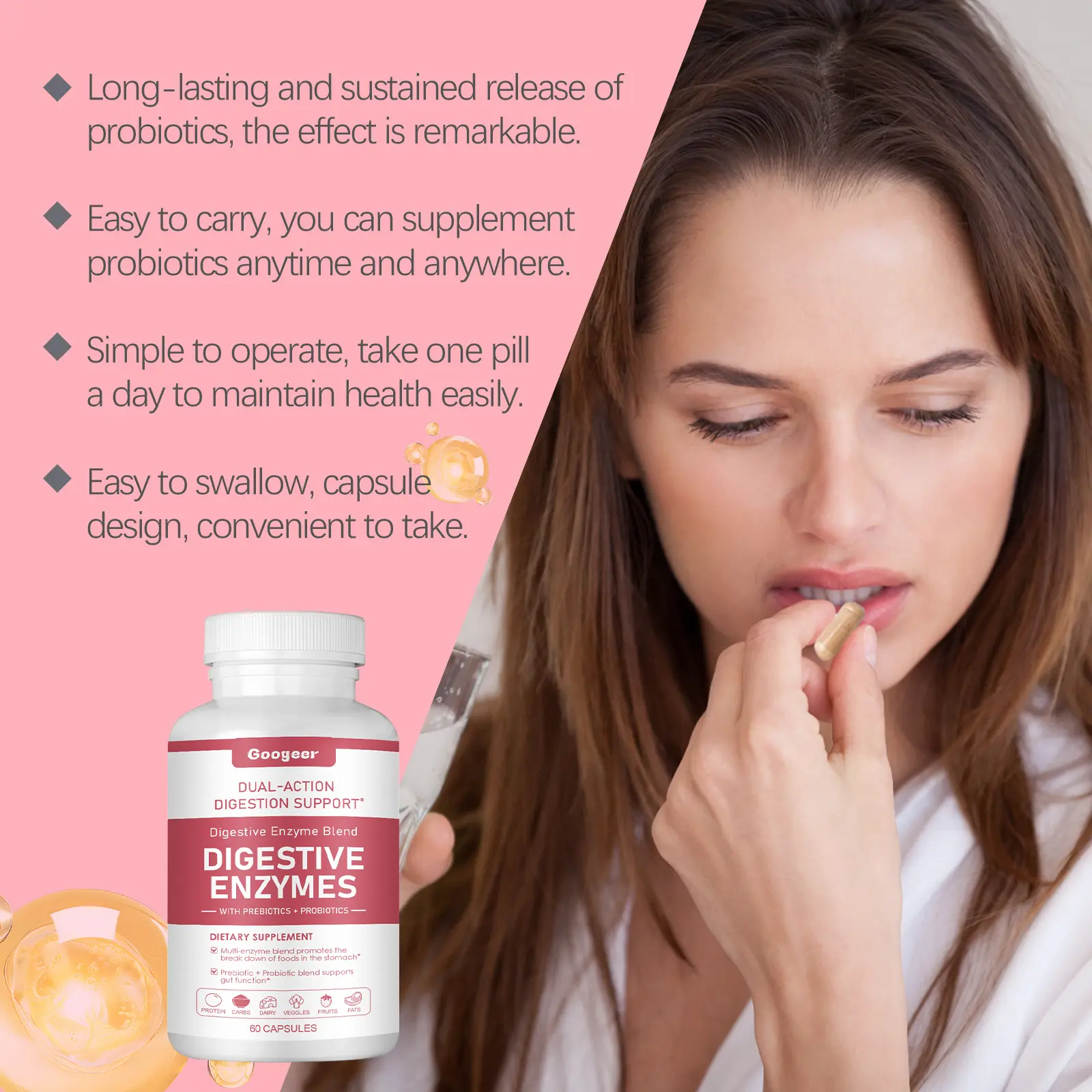 Probiotic Capsules for Digestive Support & Intestinal Balance - Googeer 14 googeer probiotic capsules dietary GO I02 0166 01 639