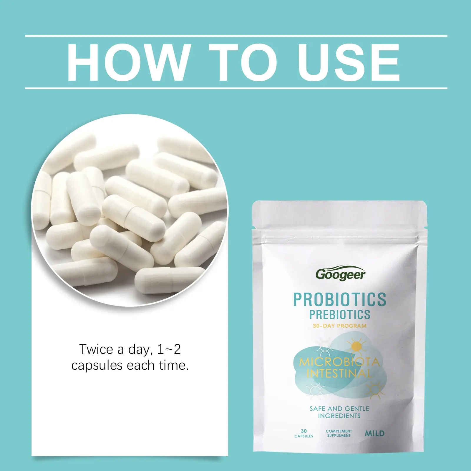 Probiotic Capsules for Gut Health and Stomach Comfort by Googeer 10 googeer probiotic stomach capsule GO I02 0194 01 1164