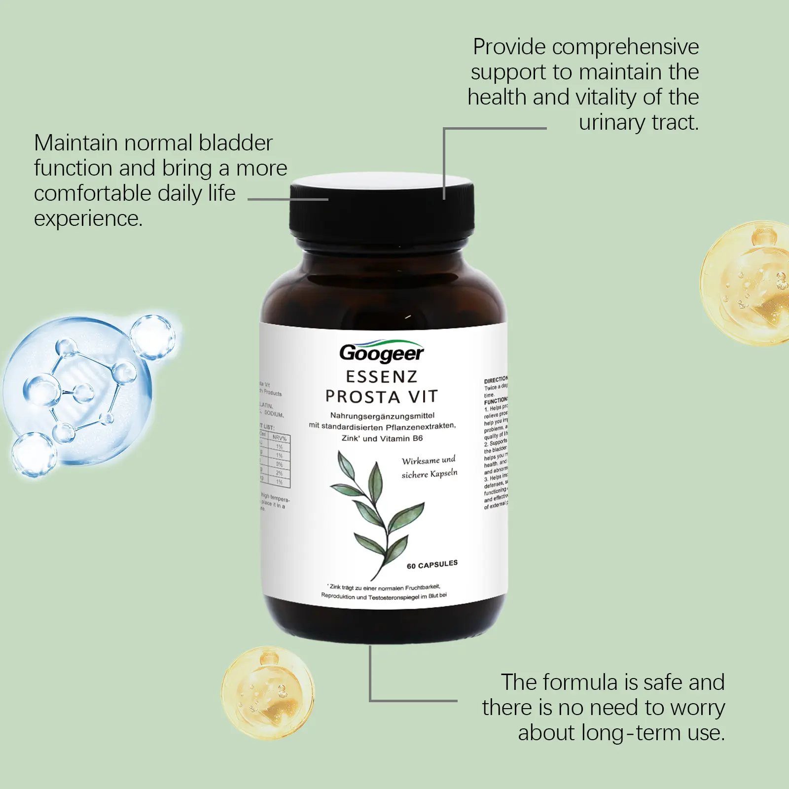 Prostate and Bladder Health Supplement - Daily Nutritional Support Capsules 13 googeer prostate bladder health capsules GO I02 0195 01 4445