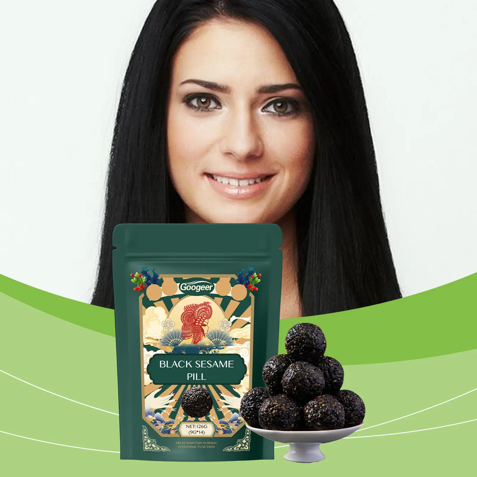 Pure Black Sesame Capsules for Hair Health and Thickness 8 googeer pure black sesame pill ingestion GO I02 0220 01 5031