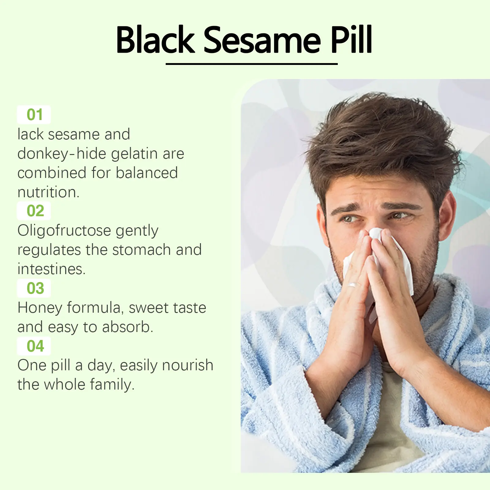 Pure Black Sesame Capsules for Hair Health and Thickness 14 googeer pure black sesame pill ingestion GO I02 0220 01 5034