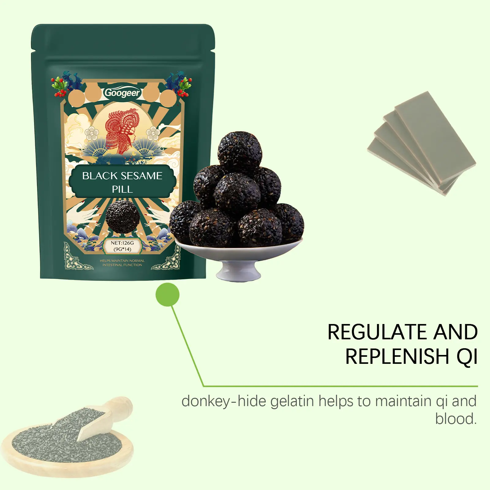 Pure Black Sesame Capsules for Hair Health and Thickness 15 googeer pure black sesame pill ingestion GO I02 0220 01 5035