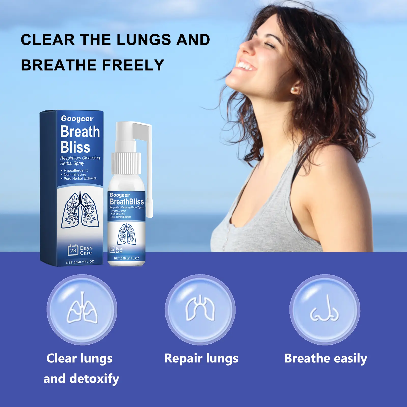Herbal Throat Spray for Dry, Itchy Throat Relief - Googeer 12 googeer respiratory cleansing herbal spray GOB04 A001 30 BU1 1268