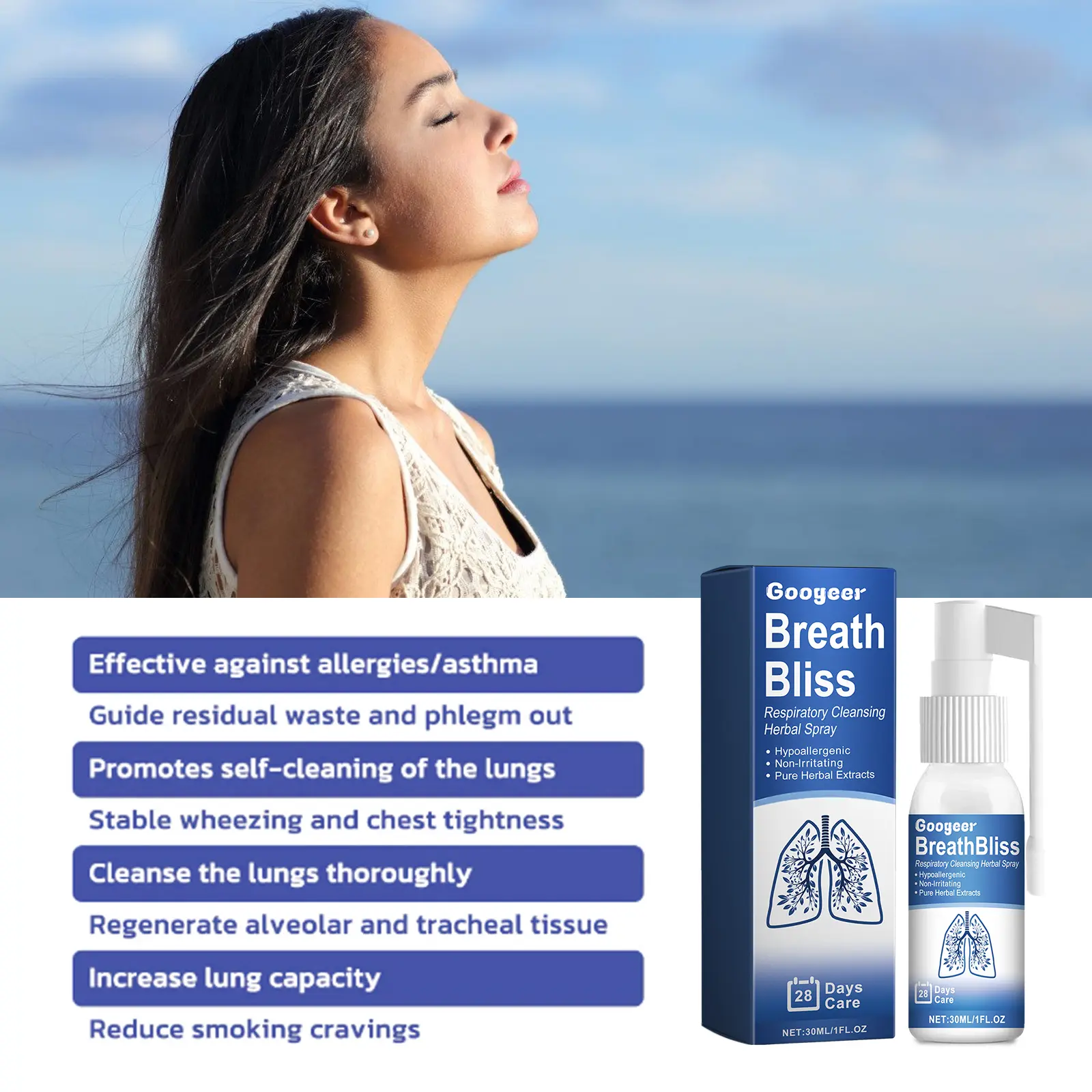 Herbal Throat Spray for Dry, Itchy Throat Relief - Googeer 13 googeer respiratory cleansing herbal spray GOB04 A001 30 BU1 1269