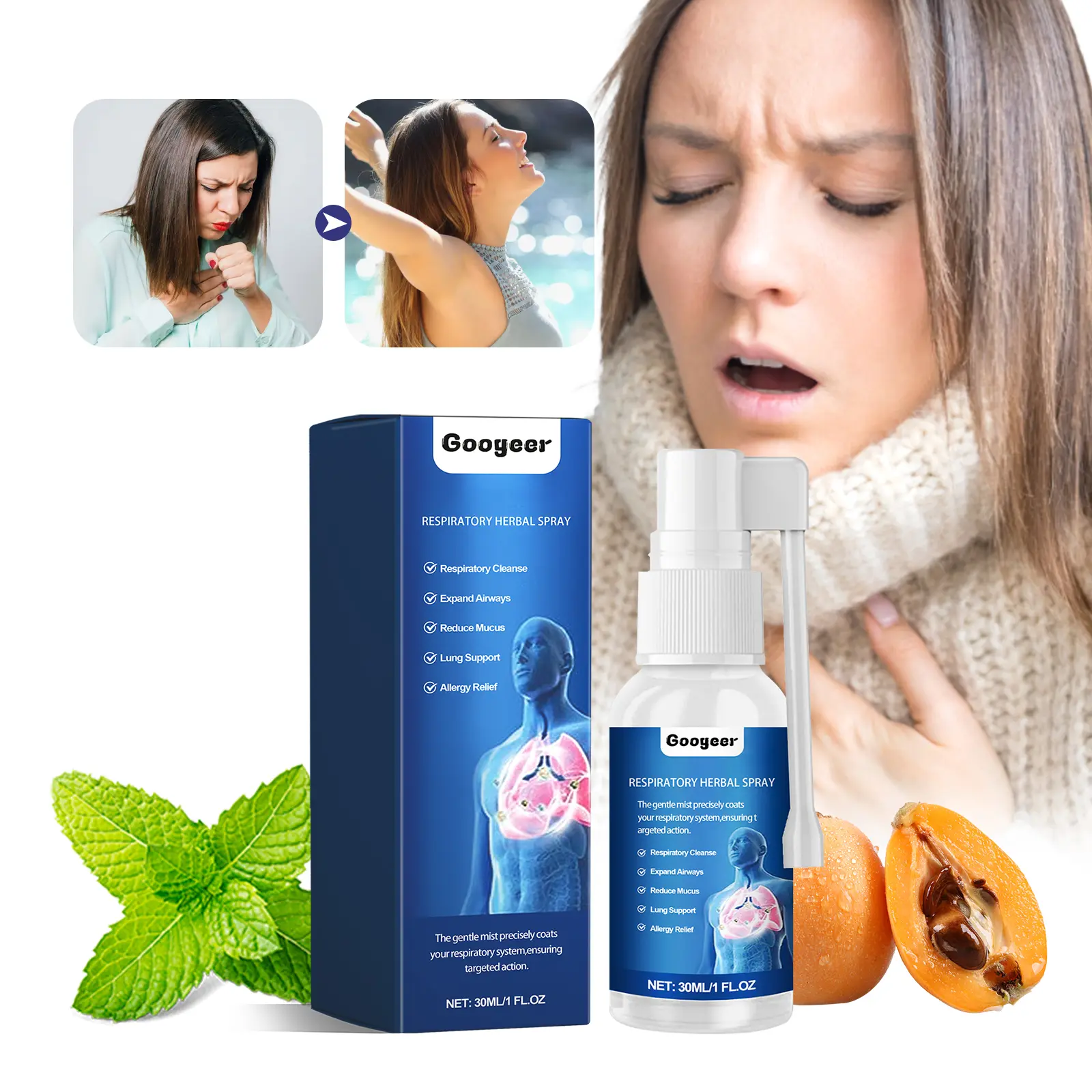 Googeer Respiratory Herbal Spray for Itchy Throat & Dry Cough Relief 8 googeer respiratory herbal spray throat GOB07 A007 30 BU1 1353