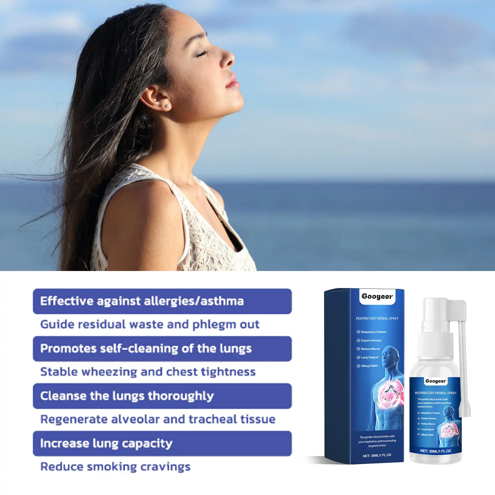 Googeer Respiratory Herbal Spray for Itchy Throat & Dry Cough Relief 13 googeer respiratory herbal spray throat GOB07 A007 30 BU1 1358