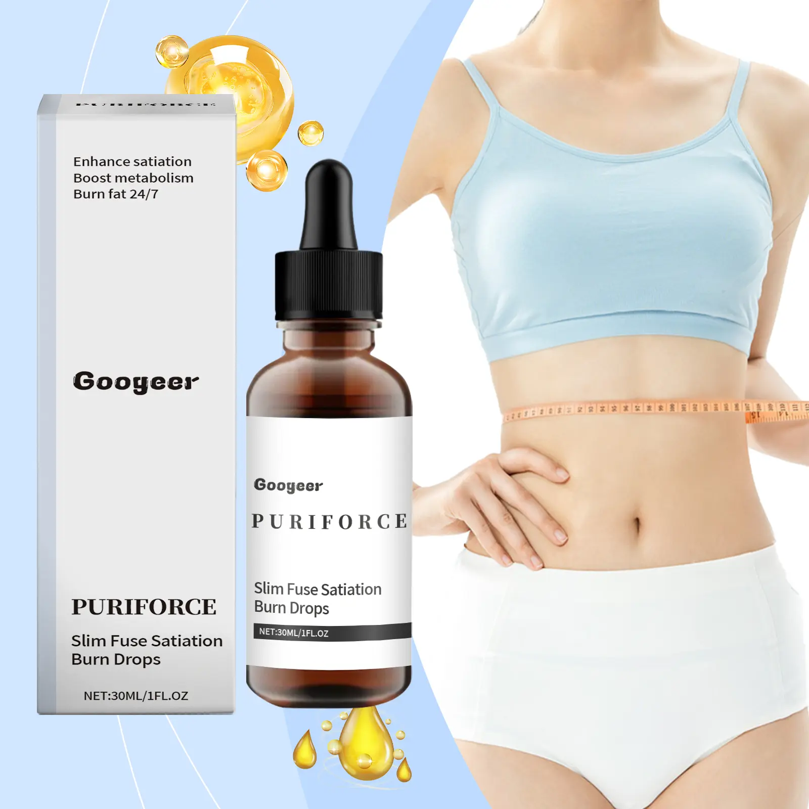 Herbal Extract Drops with Gluconolactone & Vitamin B1 by Googer 8 googeer slim fuse satiation burn drops GOI02 A055 30 WH1 2909