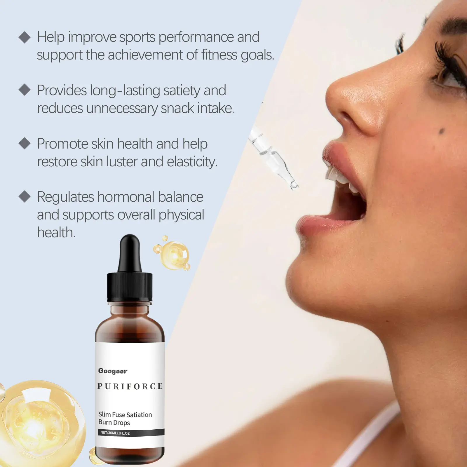 Herbal Extract Drops with Gluconolactone & Vitamin B1 by Googer 12 googeer slim fuse satiation burn drops GOI02 A055 30 WH1 2913