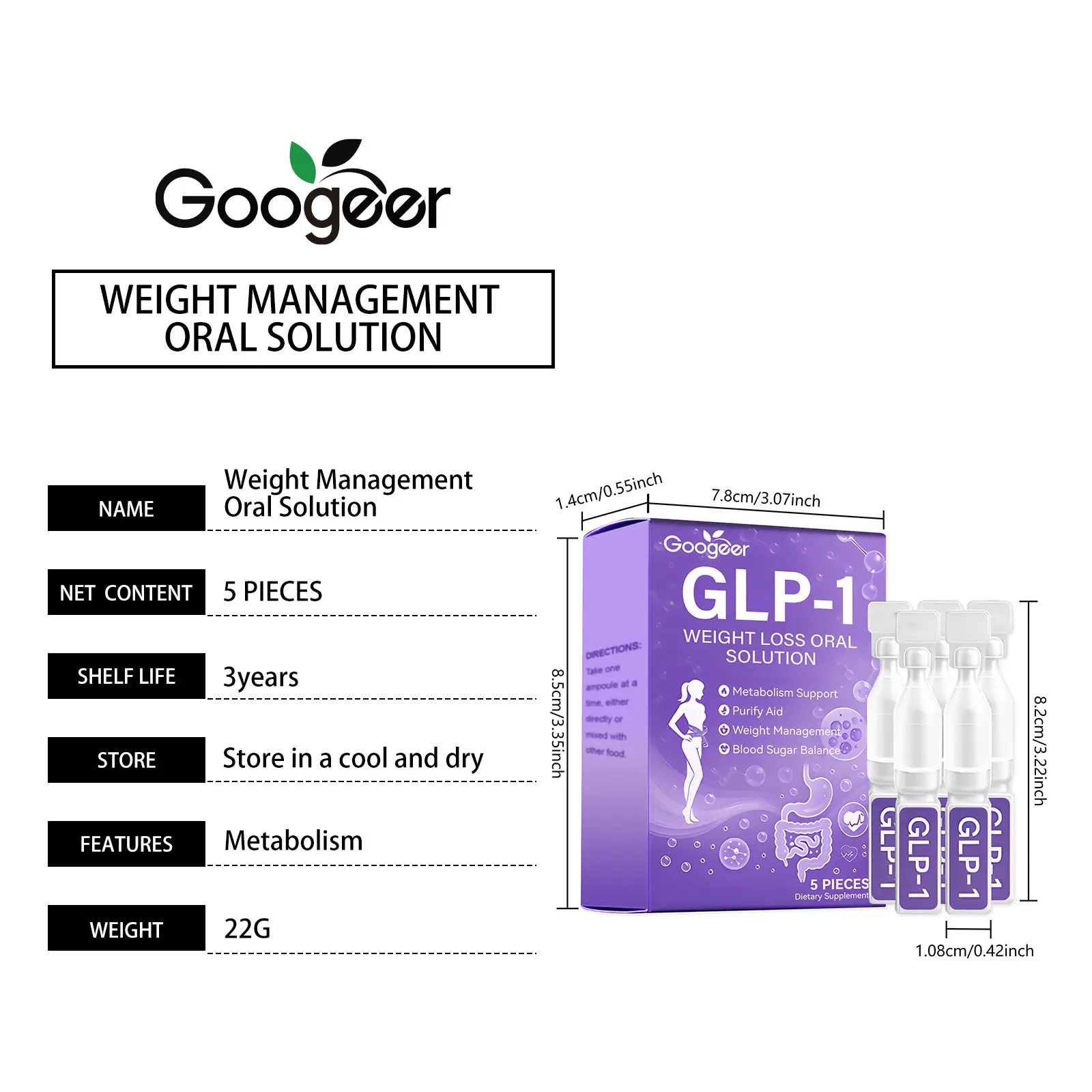 Slimming Care Capsules - Body Treatment with Green Tea & ACV 7 googeer slimming care drops GO I03 0039 01 5719