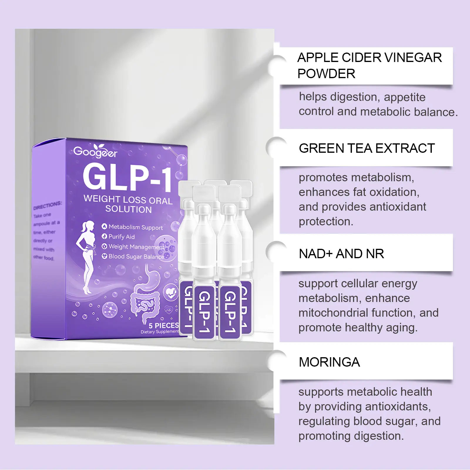 Slimming Care Capsules - Body Treatment with Green Tea & ACV 11 googeer slimming care drops GO I03 0039 01 5720