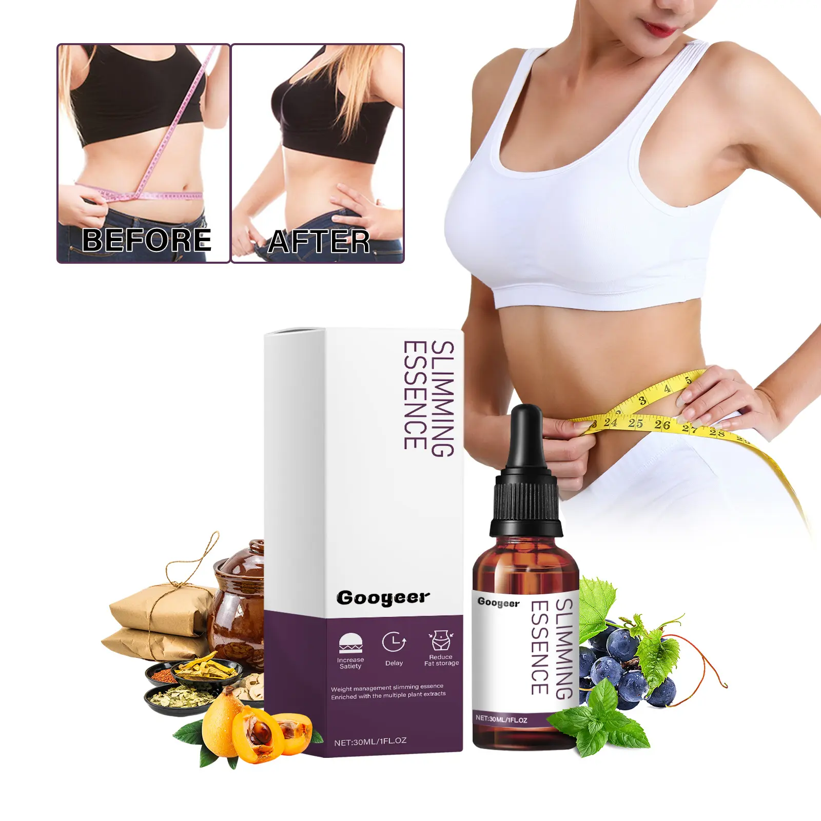 Slimming Essence Drops for Body Toning and Curves - Googeer 8 googeer slimming essence compact body GOI02 A036 30 WH1 2036