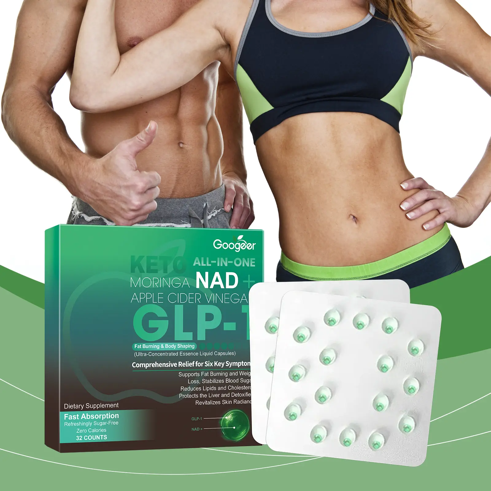 Apple Cider Vinegar & Moringa Leaf Popping Beads with NAD+ 8 googeer slimming healthy digestion GO I02 0230 01 5334