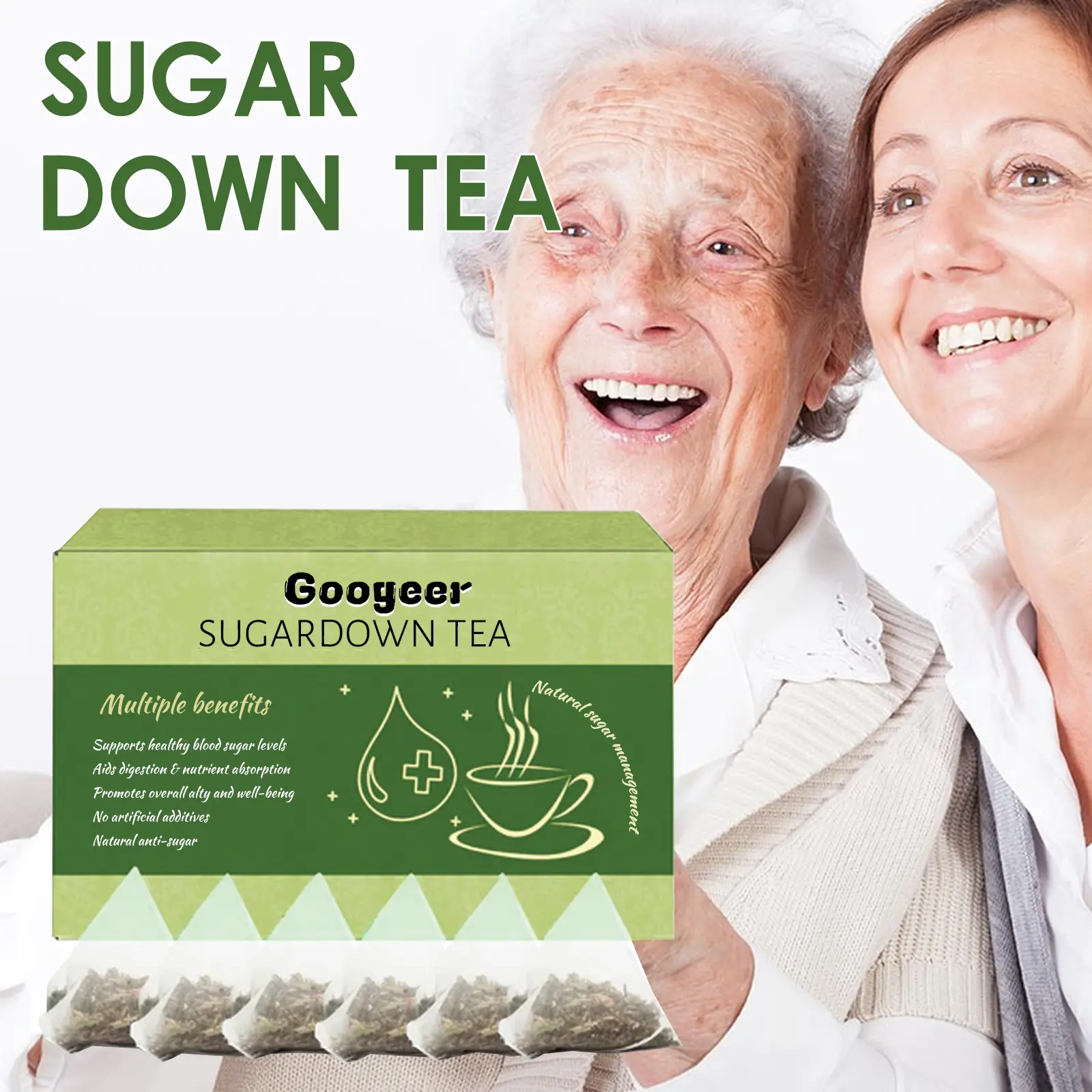 Sugardown Herbal Tea Bags with Green Tea & Dandelion - Googeer 8 googeer sugardown tea sugar soothing GOH01 A001 6 GN1 2429