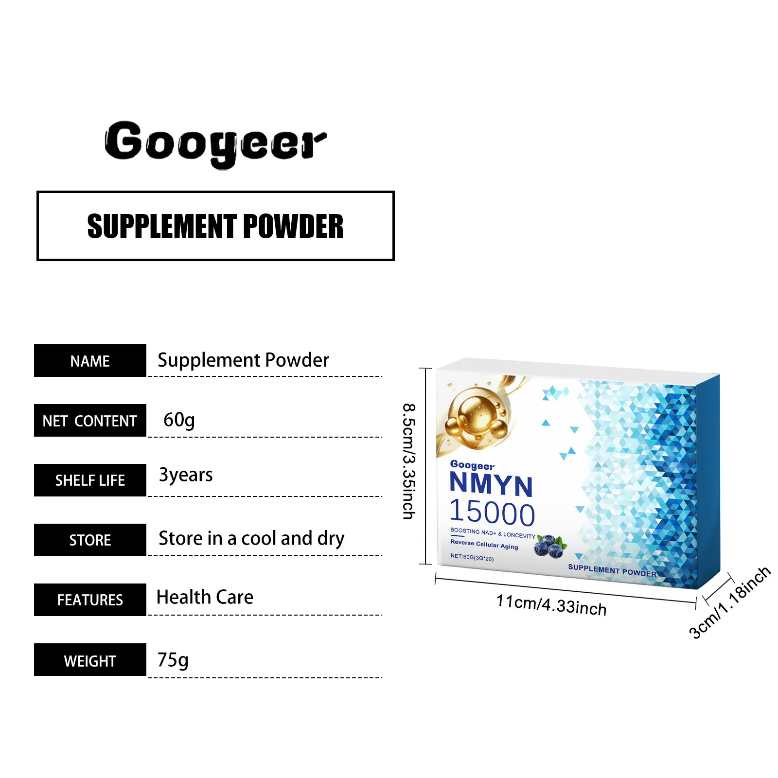 Blueberry Collagen Supplement Powder - Energy Support Formula 7 googeer supplement powder body GO A05 0001 01 4174