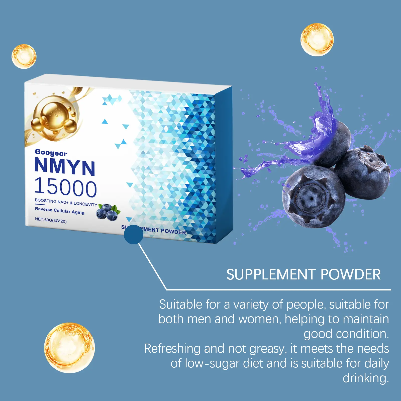 Blueberry Collagen Supplement Powder - Energy Support Formula 12 googeer supplement powder body GO A05 0001 01 4177