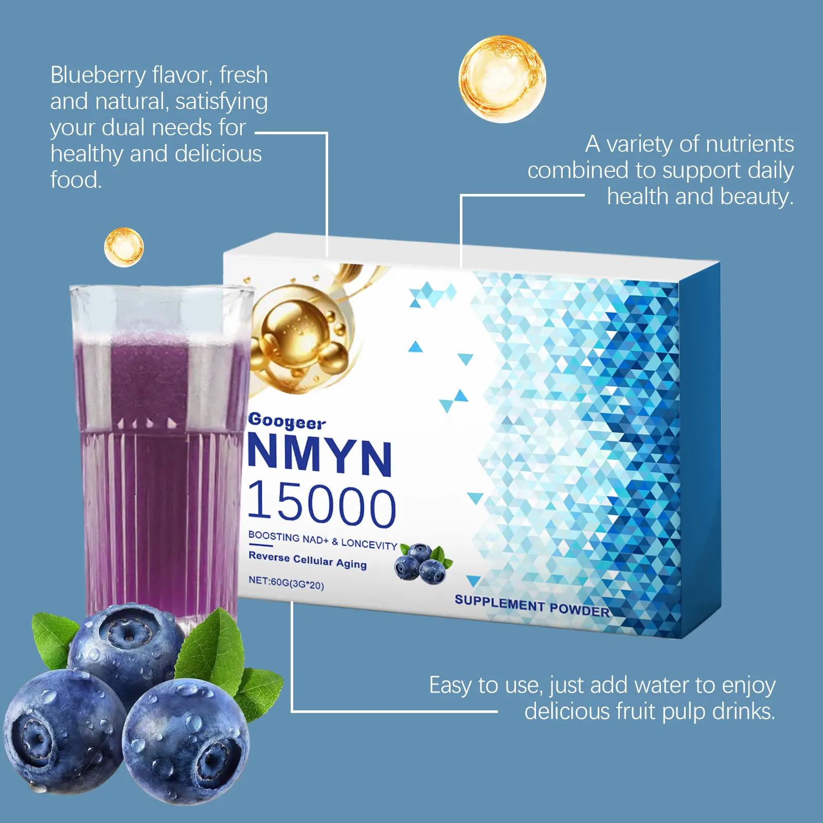 Blueberry Collagen Supplement Powder - Energy Support Formula 13 googeer supplement powder body GO A05 0001 01 4178