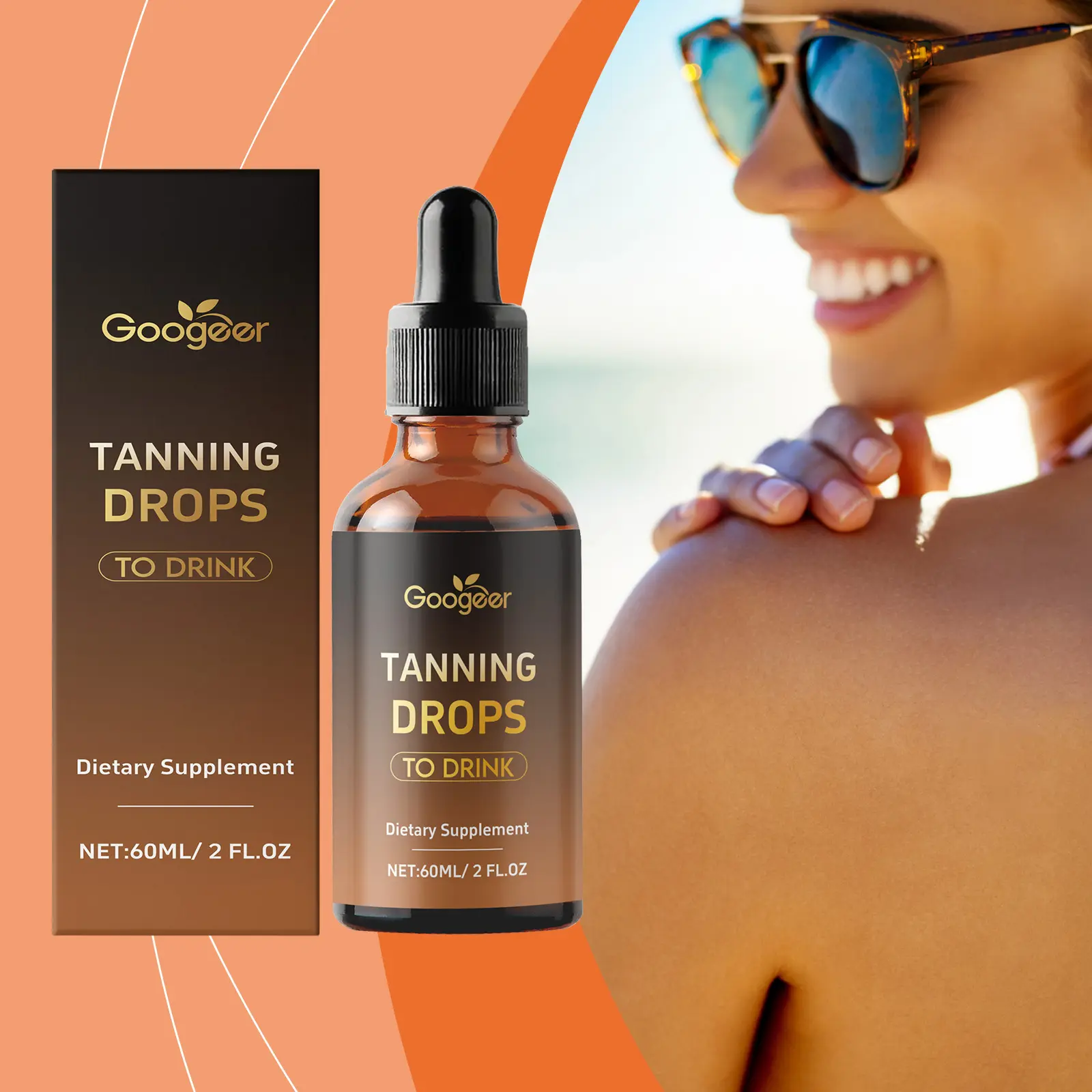 Skin Tone Drops Oral Supplement for Uneven Tone 8 googeer tan free tanning drops ingestion GO A06 0006 01 5156