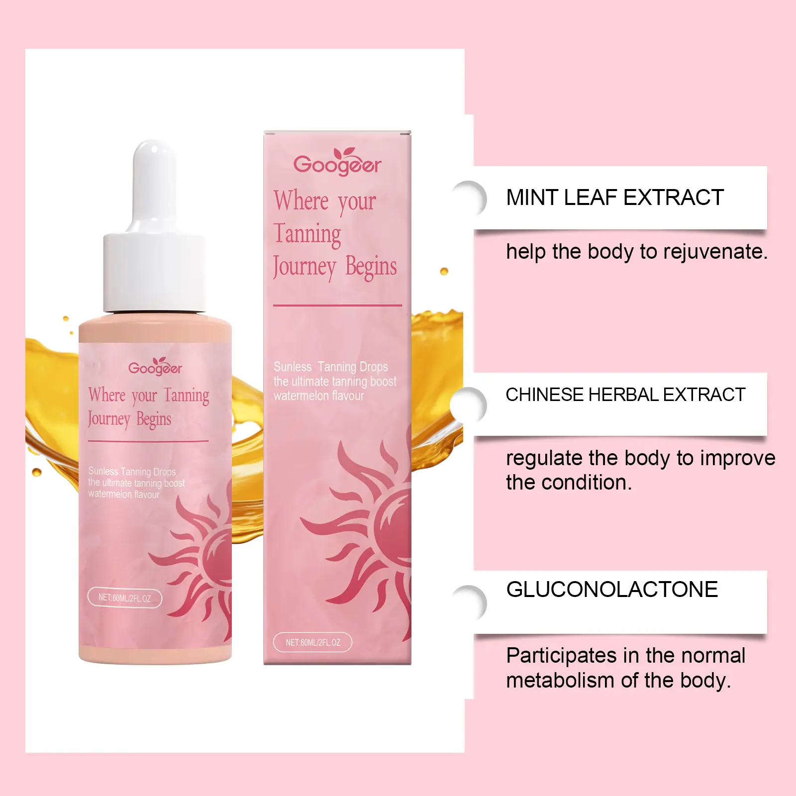 Googeer Tanning Drops for Body Treatment for Natural Skin Glow 12 googeer tanning drops body treatment GO I03 0030 01 301