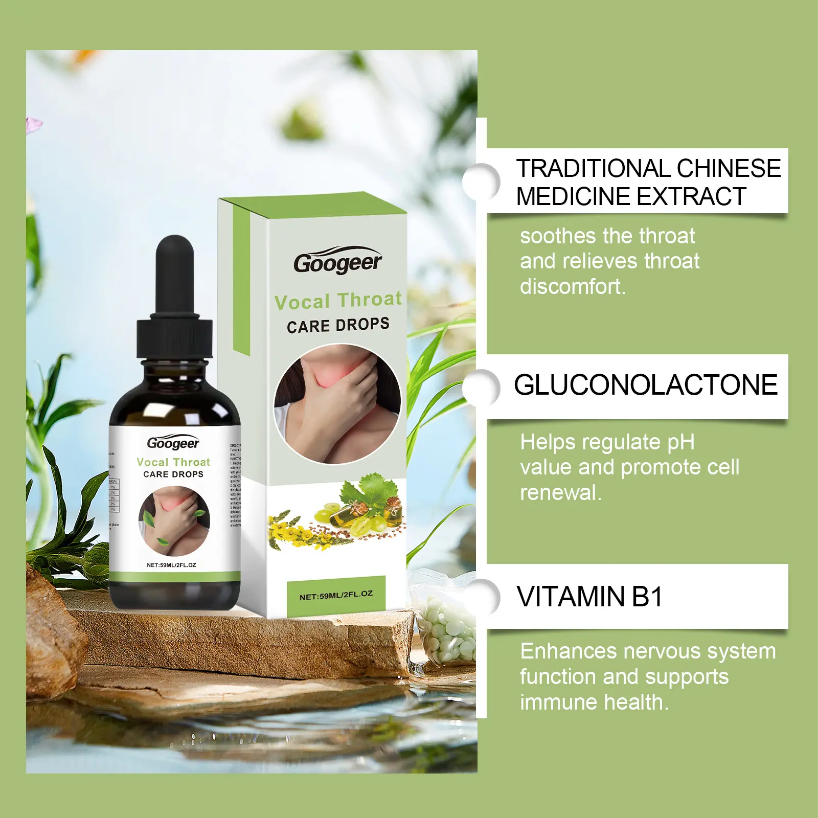 Soothing Throat Drops with Vitamin B1 & Mint for Daily Comfort - Googeer 11 googeer throat care drops GO B07 0081 01 1193