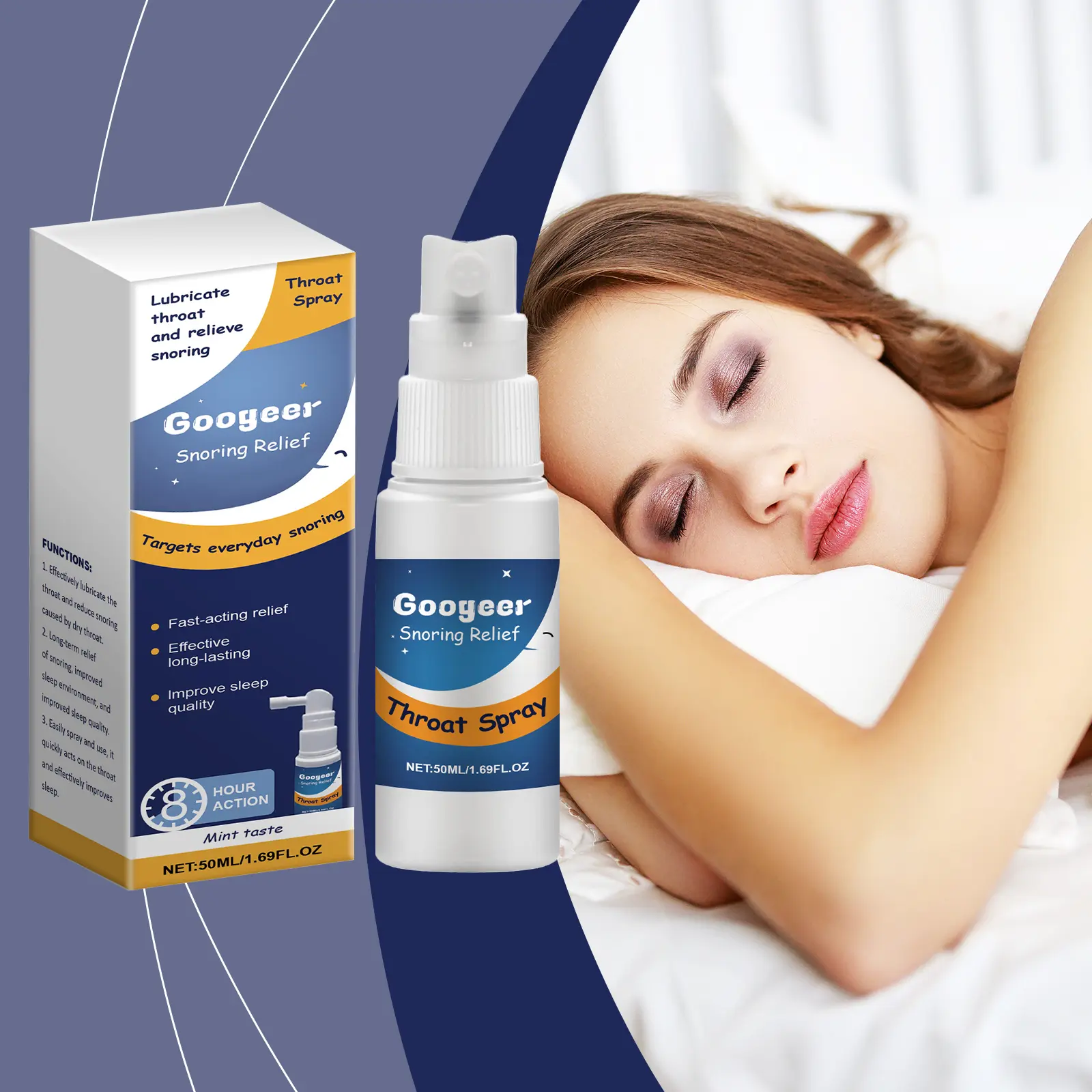 Herbal Throat Spray for Snoring Relief - Fast-Acting Formula 8 googeer throat spray body GO B03 0004 01 4214