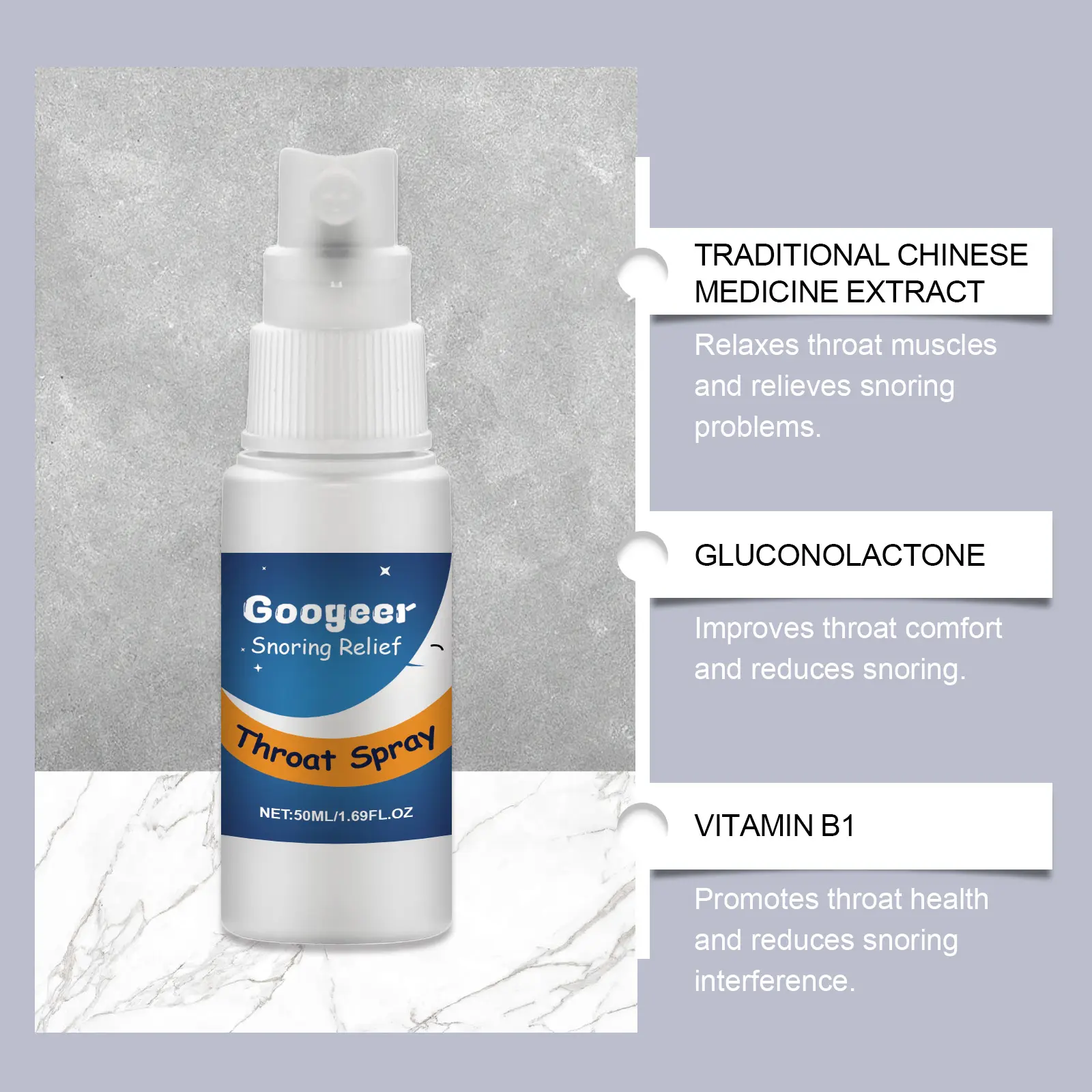 Herbal Throat Spray for Snoring Relief - Fast-Acting Formula 11 googeer throat spray body GO B03 0004 01 4215