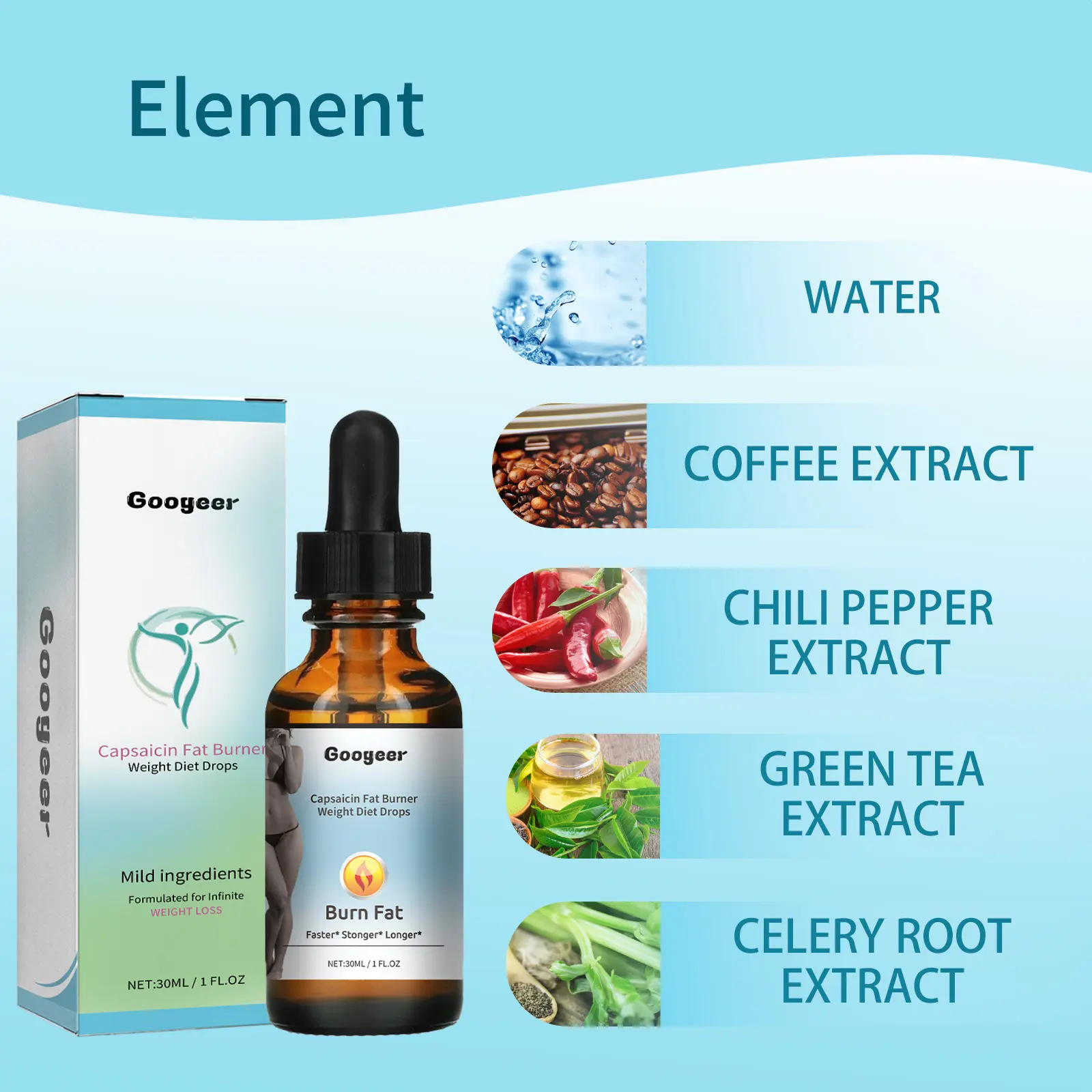 Body Shaping Drops for Waist and Legs Firming - Googer 9 googeer toning drops energy waist legs GOI02 A008 30 MX1 1741