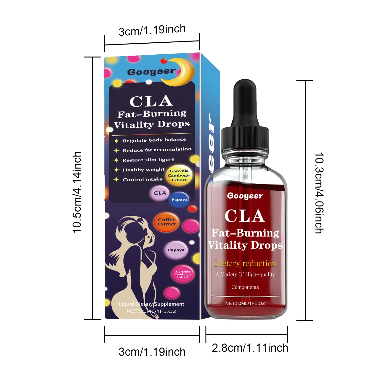 Body Toning and Firming Oral Drops for Metabolism Support - Googeer 7 googeer toning drops firming love handles GOI02 A007 30 MX1 1724