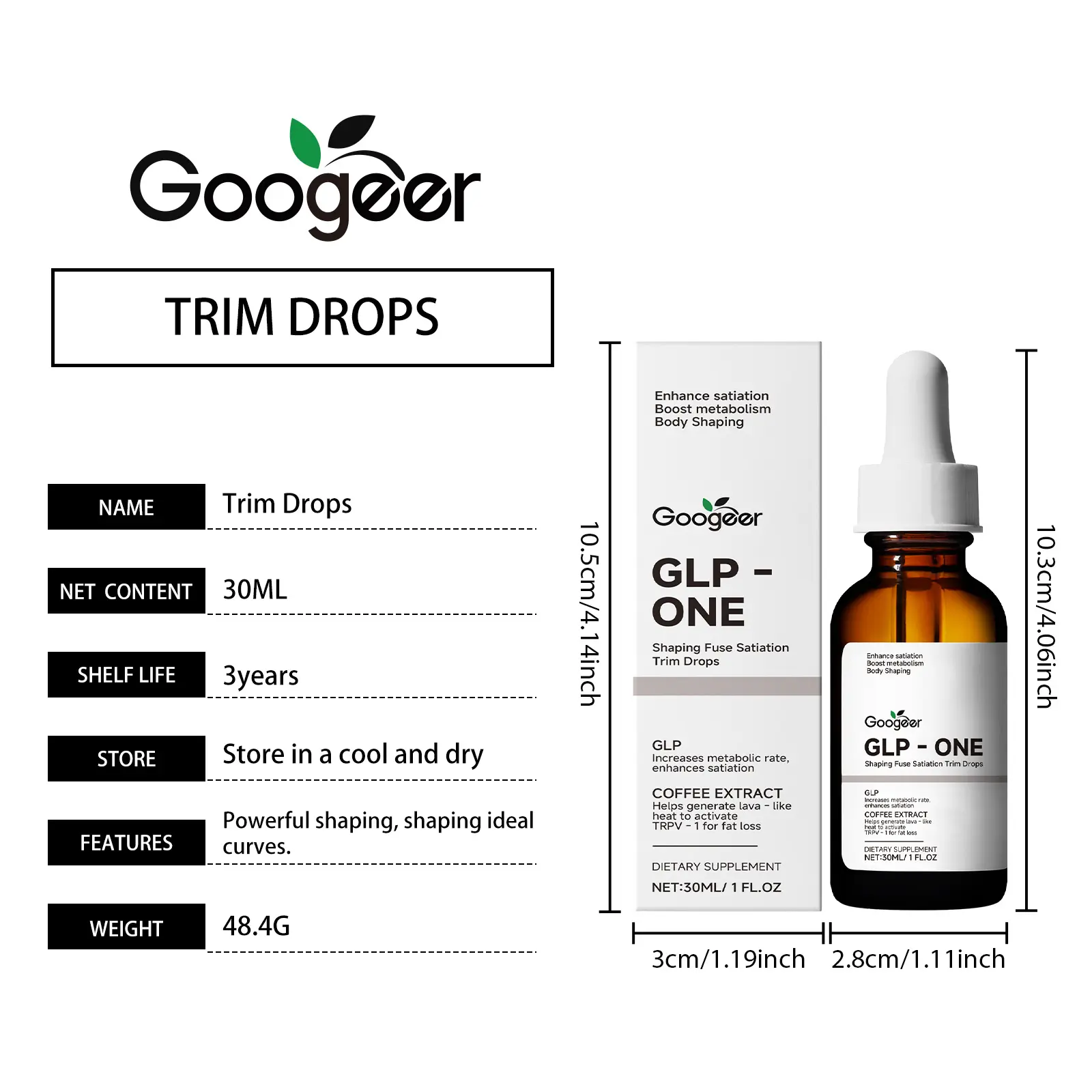 Trim Drops Body Treatment - Herbal Body Contouring Formula 7 googeer trim drops body treatment GO B08 0005 01 5171