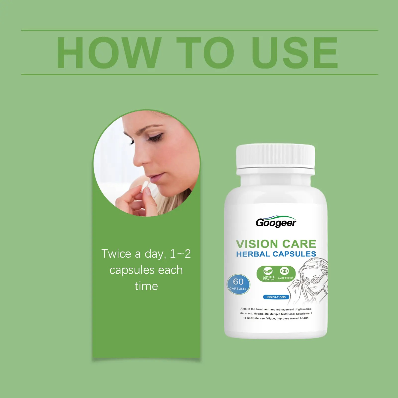 Vision Relief Herbal Capsules - Eye Care Support 10 googeer vision relief capsules herbal GO I02 0197 01 4513