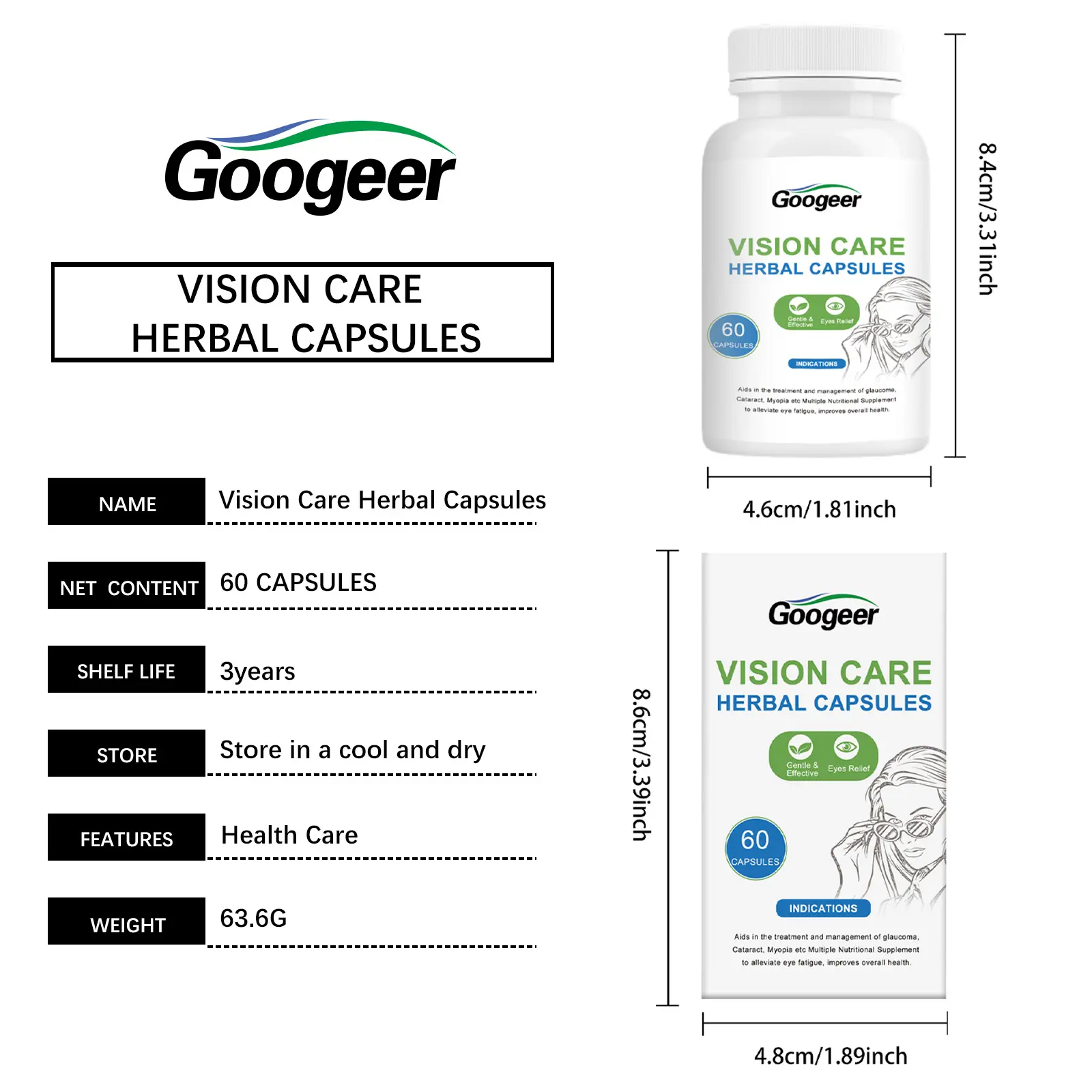 Vision Relief Herbal Capsules - Eye Care Support 7 googeer vision relief capsules herbal GO I02 0197 01 4514