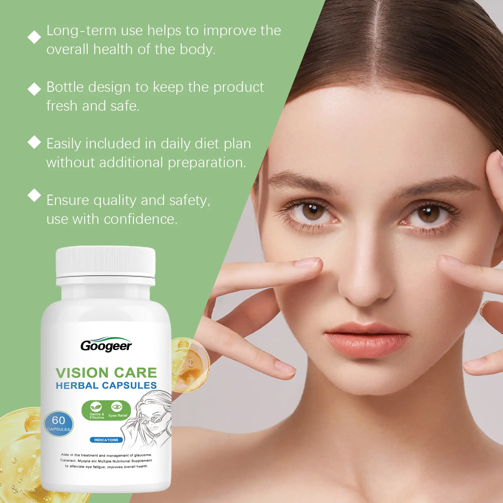 Vision Relief Herbal Capsules - Eye Care Support 11 googeer vision relief capsules herbal GO I02 0197 01 4515