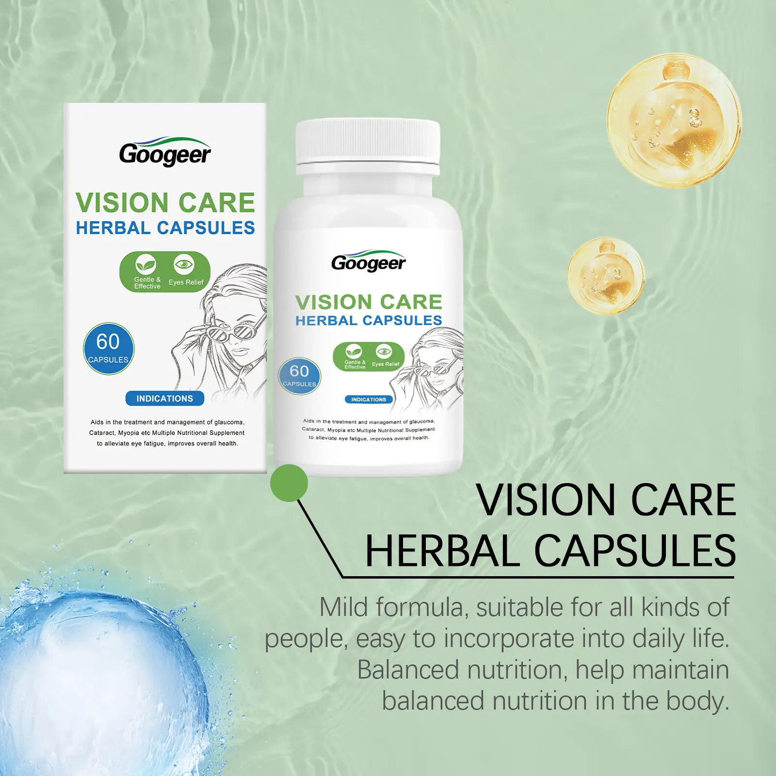 Vision Relief Herbal Capsules - Eye Care Support 12 googeer vision relief capsules herbal GO I02 0197 01 4516
