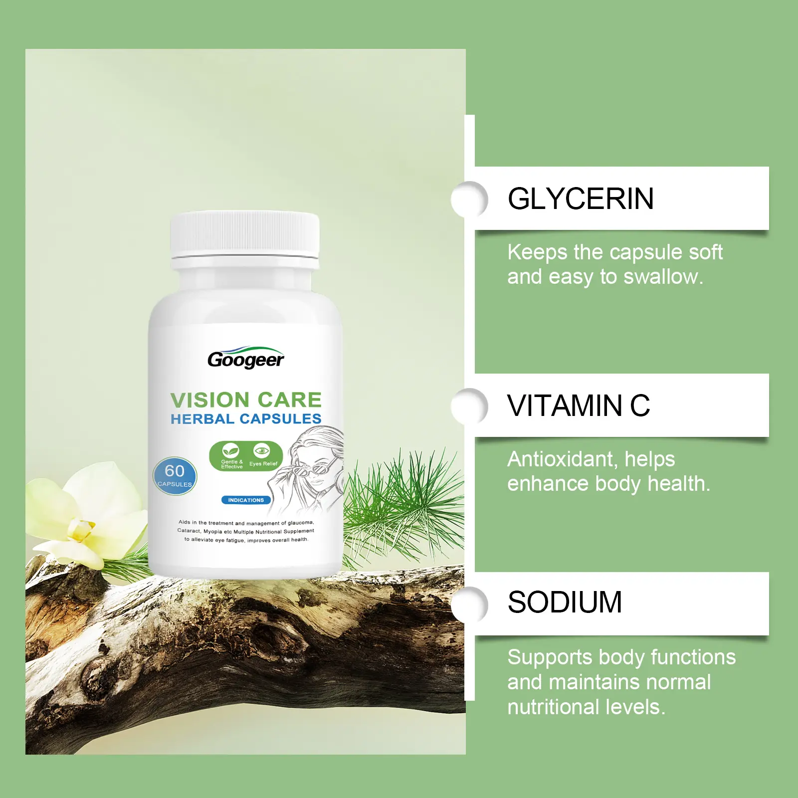 Vision Relief Herbal Capsules - Eye Care Support 14 googeer vision relief capsules herbal GO I02 0197 01 4517