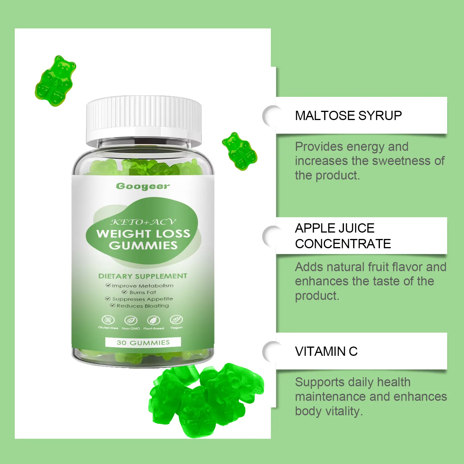 Apple Energy Gummies for Daily Vitality Support - Googeer 11 googeer weight loss gummies GO B07 0067 01 821