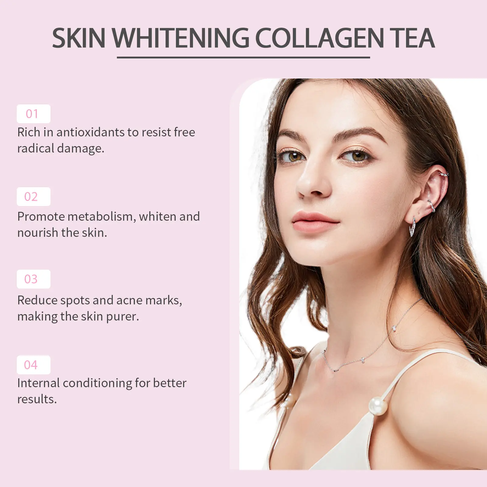 Brightening Collagen Tea for Skin Radiance with Green Tea & Tuckahoe - Googeer 11 googeer whitening collagen tea GO B06 0002 01 954